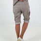 Short Baggy with Crochet Flowers and Sequins - Taupe
