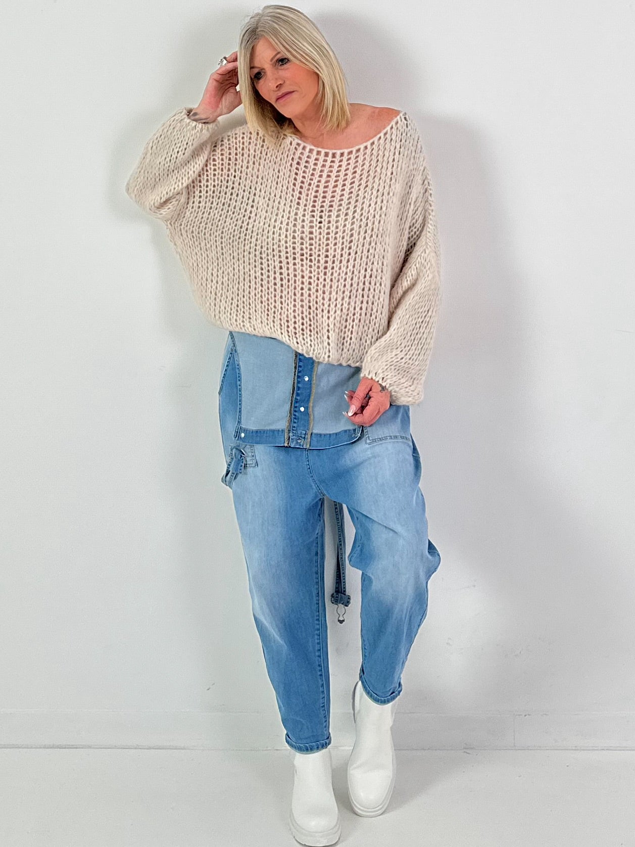 Grof gebreide trui model "Balloon Bubble" - beige