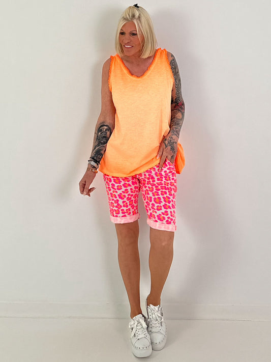 Top mit Fransen - neonorange