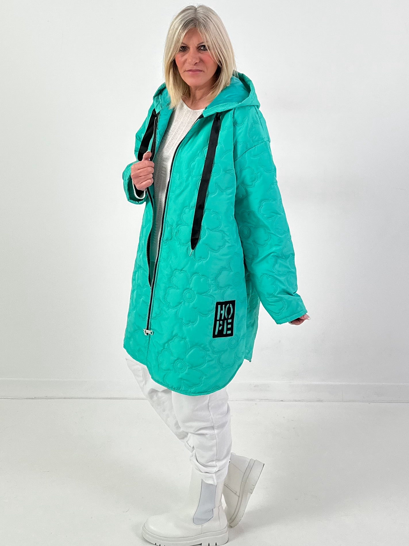 Mantel Modell "Flower Hope" - türkis