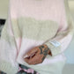Cozy striped sweater - beige-rose