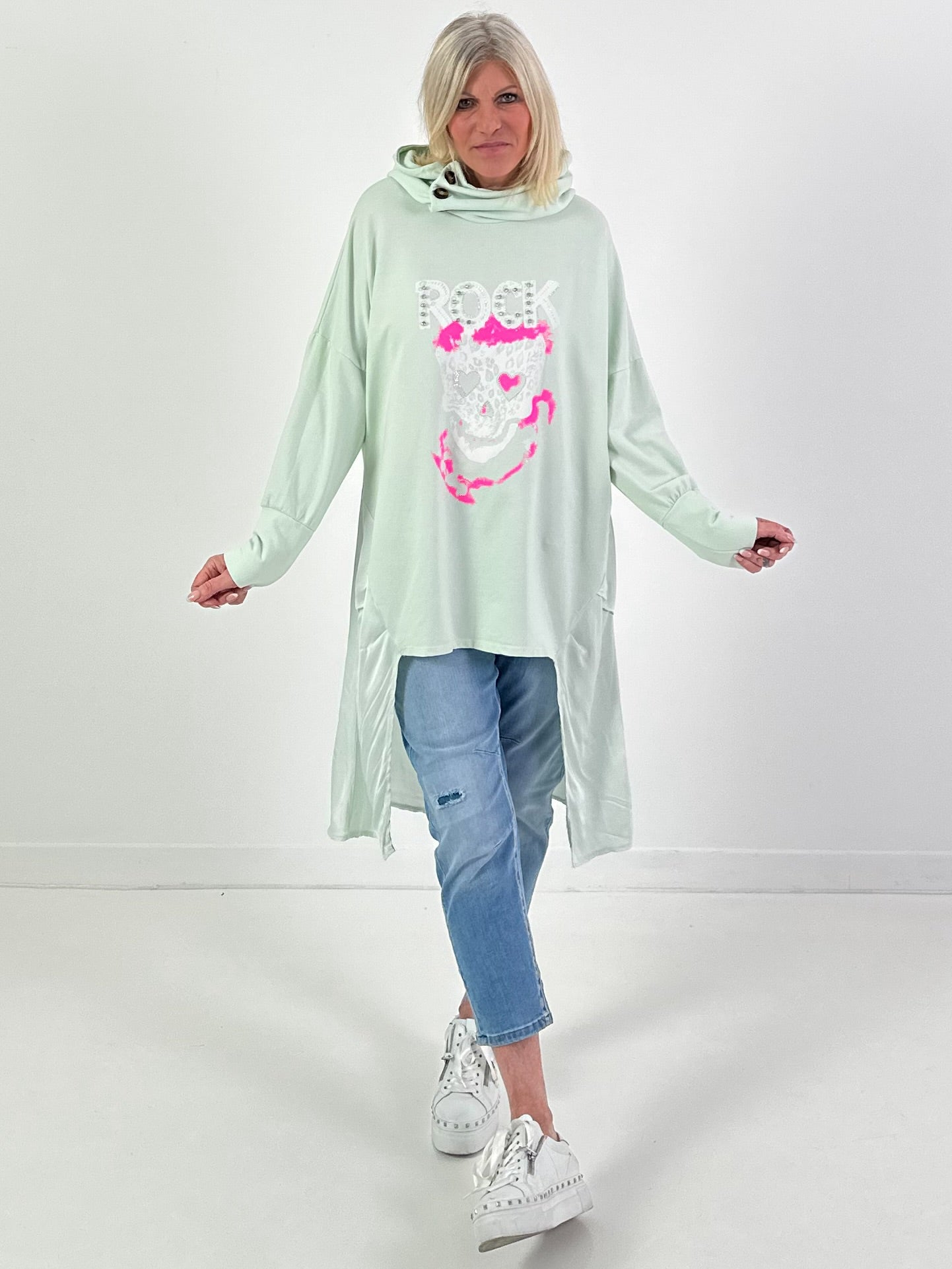 Hoodie Modell "Sparkle Skull" - mint