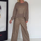 Sweater mit Lederoptik-Elementen - taupe