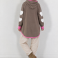 Lässiger Long Hoodie mit Daumenloch und trendigen Herzelemrnten - taupe