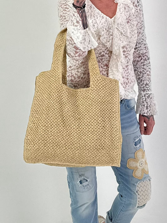 Crocheted shopper - beige