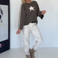 Kuscheliger Pullover mit Sternmotiv - mokka-beige