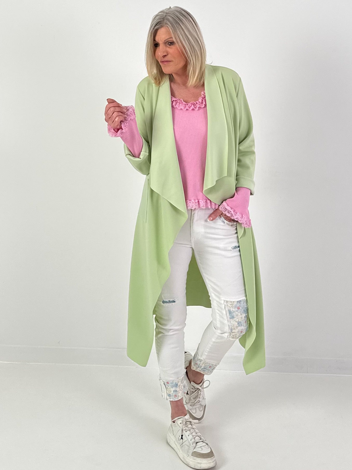 Trui met doodskopmotief - limoengroen