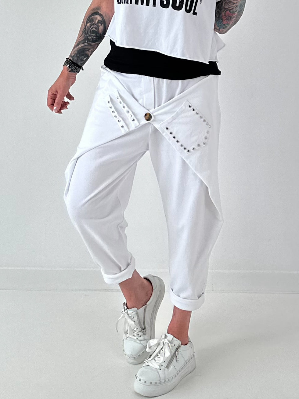 Sweatshirt Hose mit lässigen Details - weiss