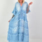 Jeans dress with ruffles - light blue