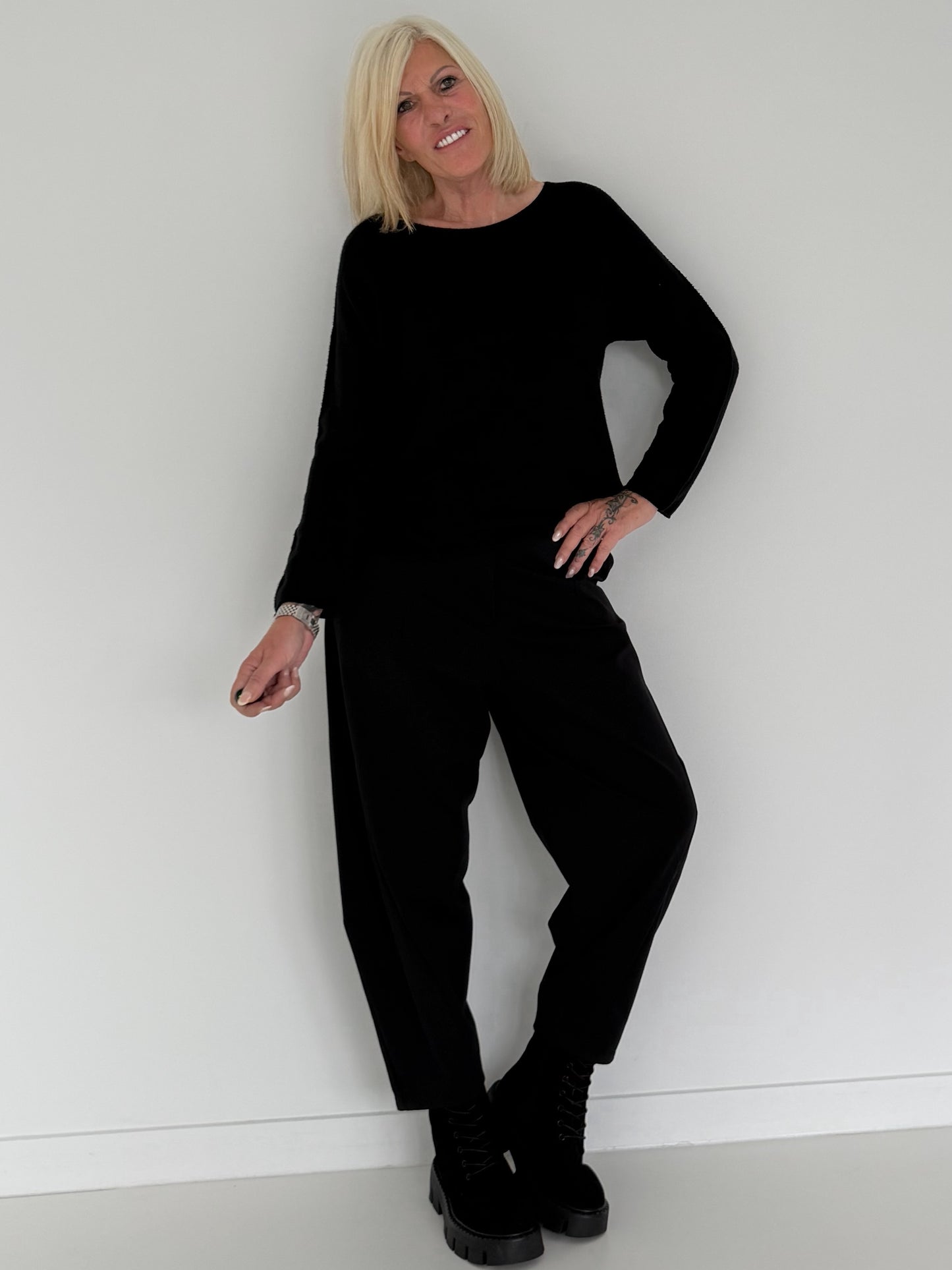Weicher Basic Pullover - schwarz
