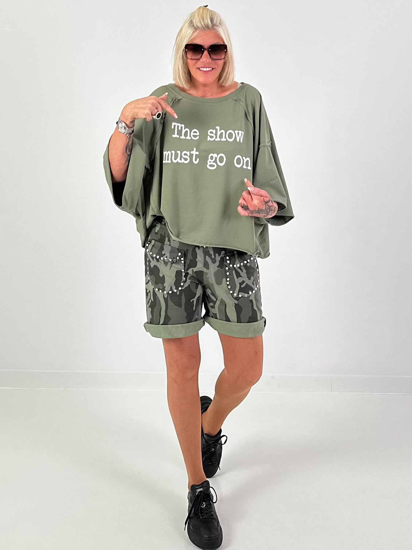 Oversized Shirt Show Must Go On - khaki