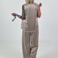 Two-piece satin look - beige