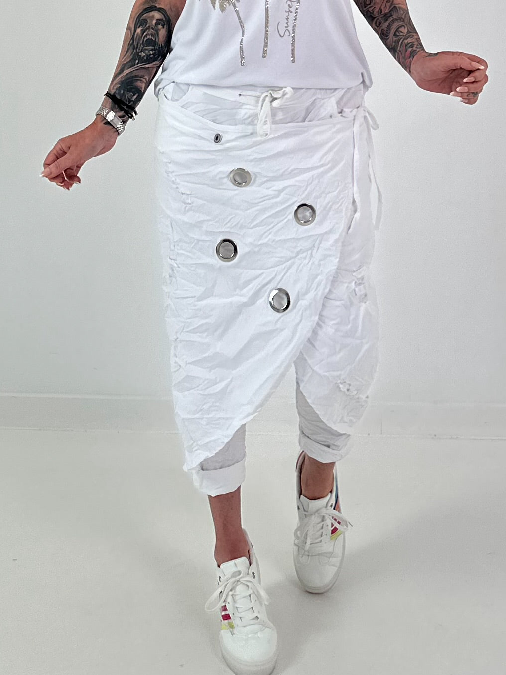 Stylische Hose im Knit-Look - weiss (lieferbar ab ca. 30.05.2026)