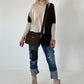 Oversized Feinstrickpullover mit Stulpenärmeln - beige-mokka-schwarz