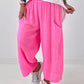 Balloon Linen Trousers with Fringe Details - taupe