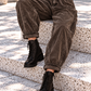 Soft balloon corduroy trousers with belt - stone-washed mocha