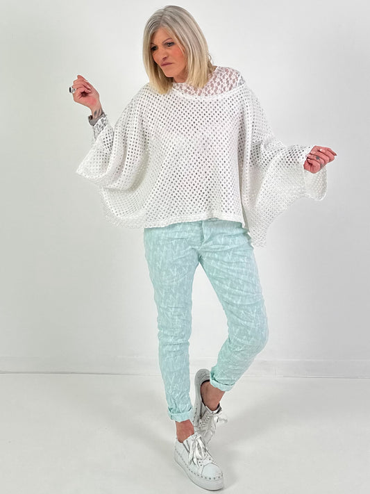 Oversized gehaakt shirt - wit