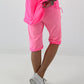 Sweat Short mit Häkelstern und  Nieten - neonpink