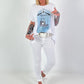 T-Shirt Glitter Bag - white-light blue