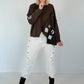 Sweater mit asymmetrischem Schnitt und Patches - mokka