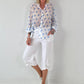 Transparent Tunic with Ruffle Sleeves - white