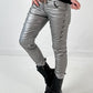 Leather imitation trousers model "Commander Chic" - dark silver
