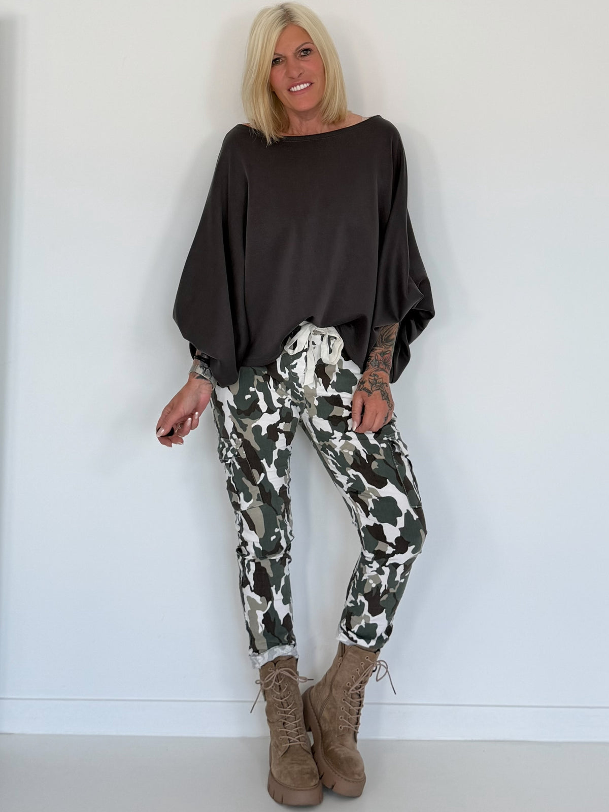 Sweater mit raffinierten Turn-Up-Ärmeln - anthrazit