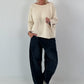 Sweatshirt SWEET mit Leo-Print - beige