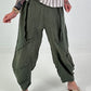 Ballon Leinen Hose mit Fransen Details - khaki