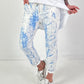 Batik-Hose mit tiefen Taschen - weiss-blau