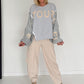 Sweater mit Strickeinsätzen - hellgrau