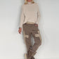 Sweathose im Materialmix - taupe-beige