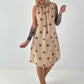 Tupfen Kleid mit Rüschenkragen - sand