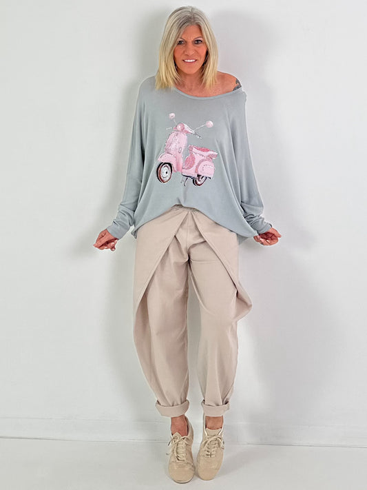 Oversized trui Vespa - grijs