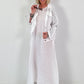 Sleeveless Linen Dress with Crochet Insert - white