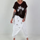 T-Shirt mit Glitzerpalmen - schoko