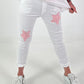 Pants with stars - white