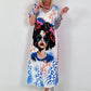Kleid mit print-Mix - weiss-blau-mehrfarbig
