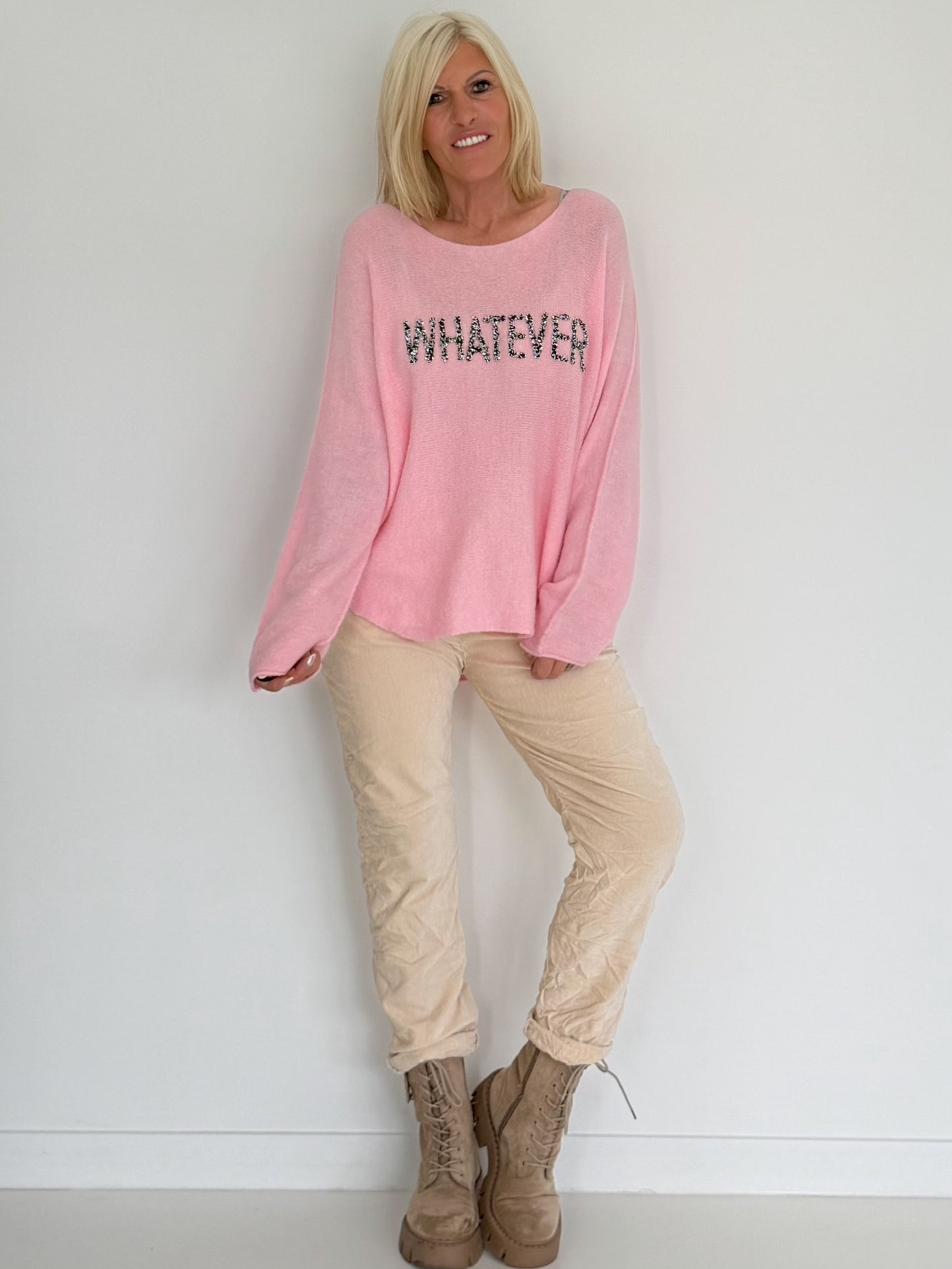 Weicher Pullover Whatever - rosa