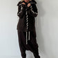 Cuddly knit cardigan with XXL fur collar - mocha