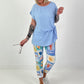 Hose mit All-Over Print-Mix - hellblau-mehrfarbig