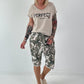 T-Shirt in edlem Materialmix - beige