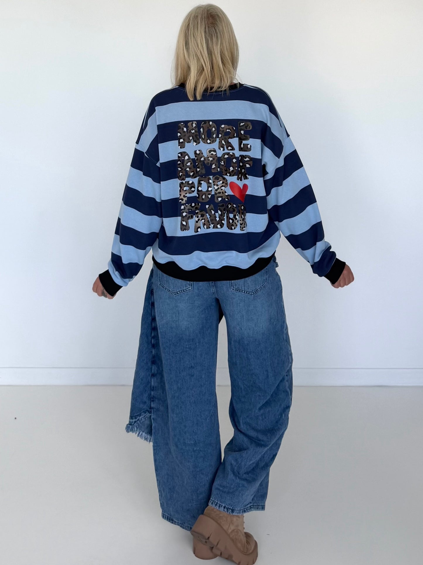 Sweater mit Blockstreifen More Amor - hellblau-marine