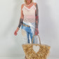 Long asymmetric lace top - white