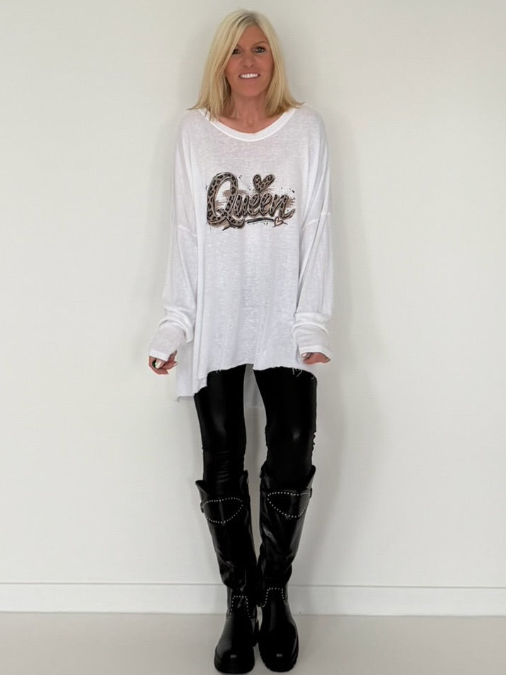Oversized Shirt Queen - weiss