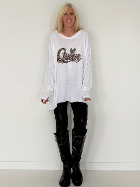 Oversized Shirt Queen - weiss
