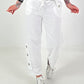 Sweatpants with eyelets - white
