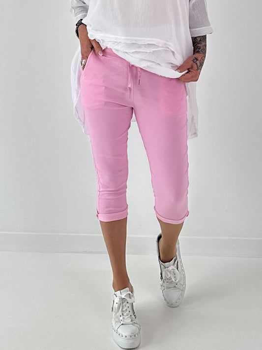 Capri Hose mit Bindeband - rosa