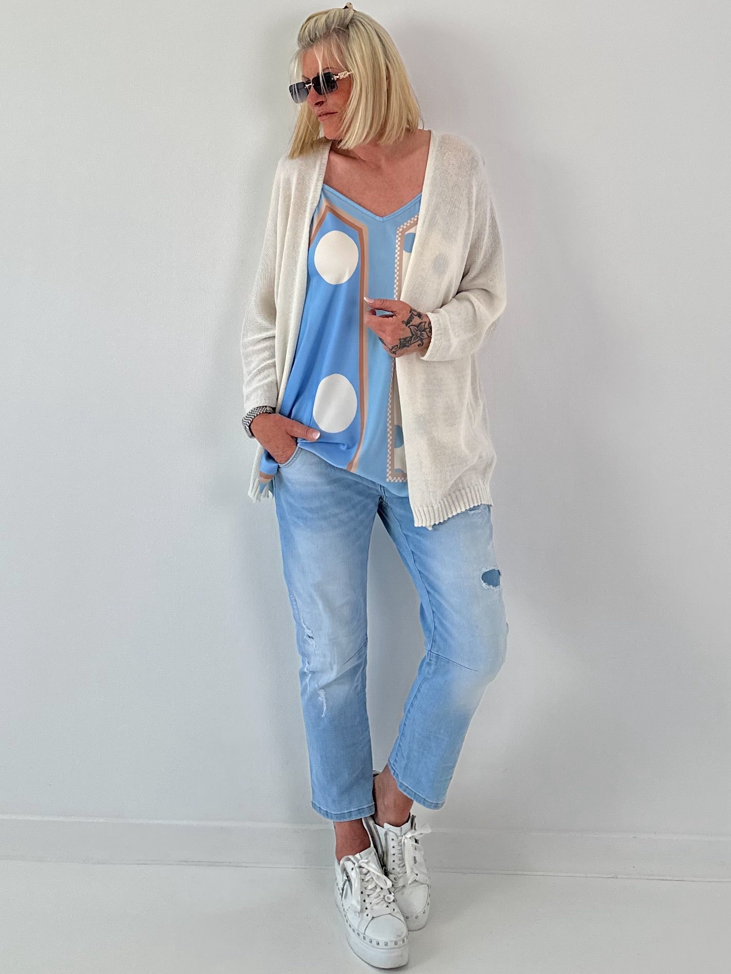 Leichte Strickjacke - beige