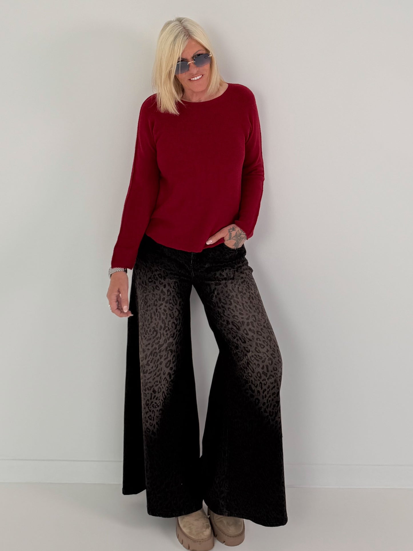 Weicher Basic Pullover - bordeaux